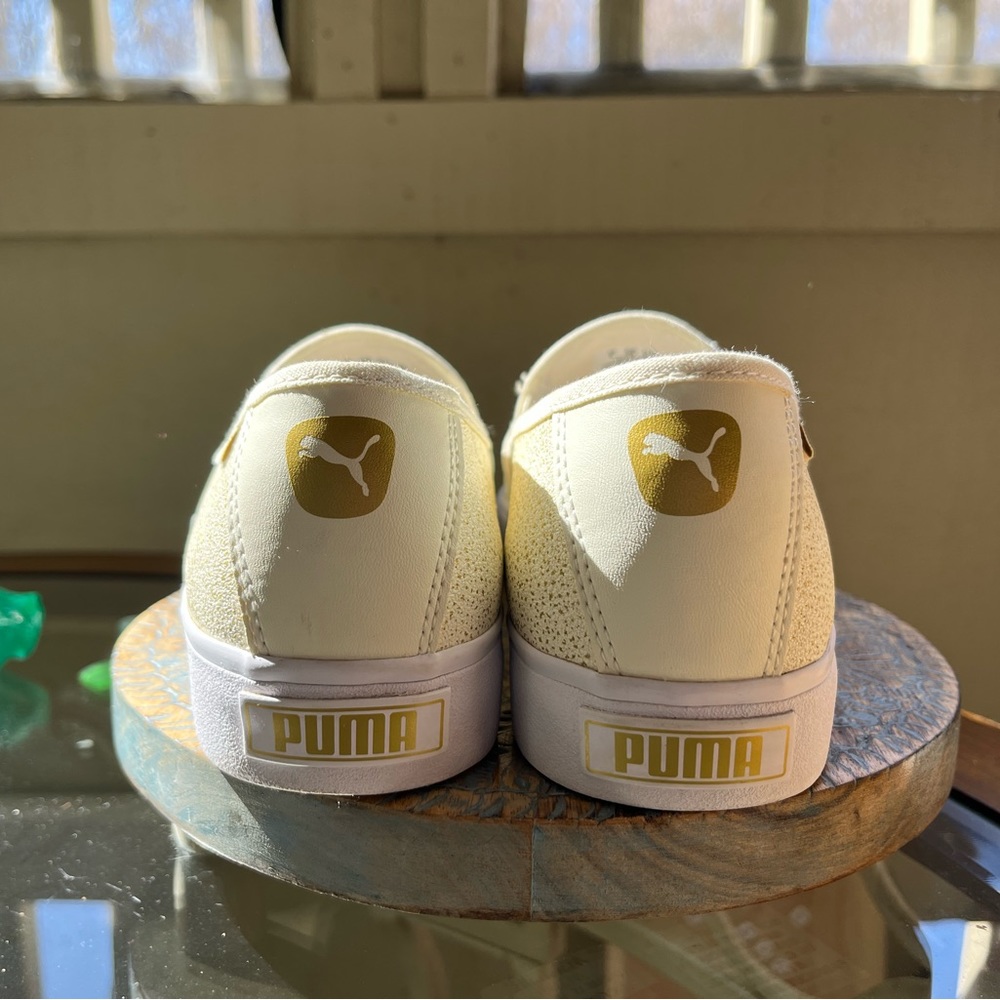 ⚜️PUMA⚜️- Gold/Cream Speckled Slip-on Sneakers-size-8.5 - Picture 2 of 8